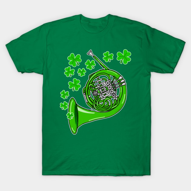 St Patrick's Day 2022 French Horn Player Irish Musician T-Shirt by doodlerob